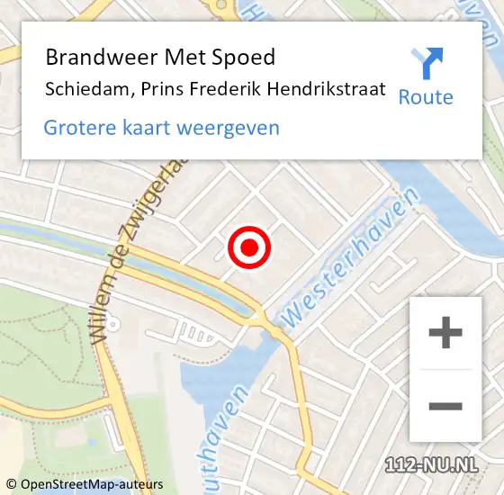 Locatie op kaart van de 112 melding: Brandweer Met Spoed Naar Schiedam, Prins Frederik Hendrikstraat op 16 maart 2024 15:30