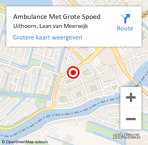 Locatie op kaart van de 112 melding: Ambulance Met Grote Spoed Naar Uithoorn, Laan van Meerwijk op 16 maart 2024 15:32