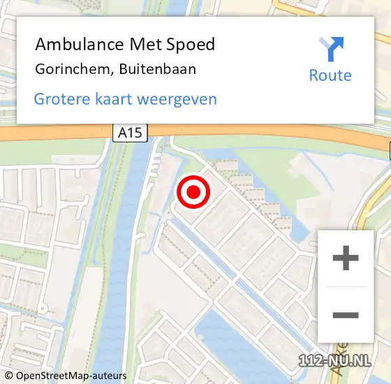 Locatie op kaart van de 112 melding: Ambulance Met Spoed Naar Gorinchem, Buitenbaan op 16 maart 2024 15:33