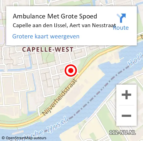 Locatie op kaart van de 112 melding: Ambulance Met Grote Spoed Naar Capelle aan den IJssel, Aert van Nesstraat op 16 maart 2024 15:53