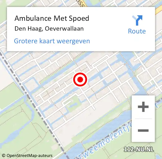 Locatie op kaart van de 112 melding: Ambulance Met Spoed Naar Den Haag, Oeverwallaan op 16 maart 2024 16:11