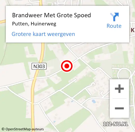 Locatie op kaart van de 112 melding: Brandweer Met Grote Spoed Naar Putten, Huinerweg op 16 oktober 2013 03:46