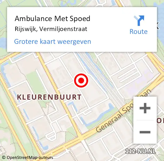 Locatie op kaart van de 112 melding: Ambulance Met Spoed Naar Rijswijk, Vermiljoenstraat op 16 maart 2024 16:28