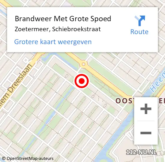 Locatie op kaart van de 112 melding: Brandweer Met Grote Spoed Naar Zoetermeer, Schiebroekstraat op 16 maart 2024 17:08