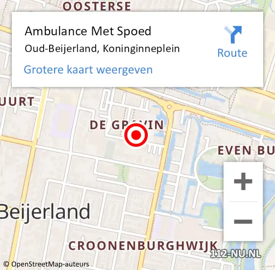 Locatie op kaart van de 112 melding: Ambulance Met Spoed Naar Oud-Beijerland, Koninginneplein op 16 maart 2024 17:20