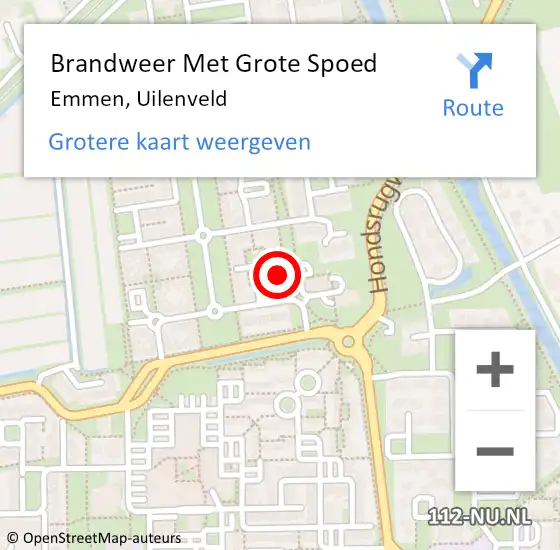 Locatie op kaart van de 112 melding: Brandweer Met Grote Spoed Naar Emmen, Uilenveld op 16 maart 2024 18:06