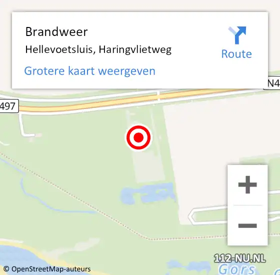 Locatie op kaart van de 112 melding: Brandweer Hellevoetsluis, Haringvlietweg op 16 maart 2024 18:27