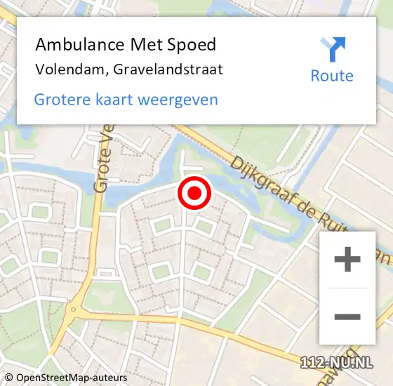 Locatie op kaart van de 112 melding: Ambulance Met Spoed Naar Volendam, Gravelandstraat op 16 maart 2024 18:41