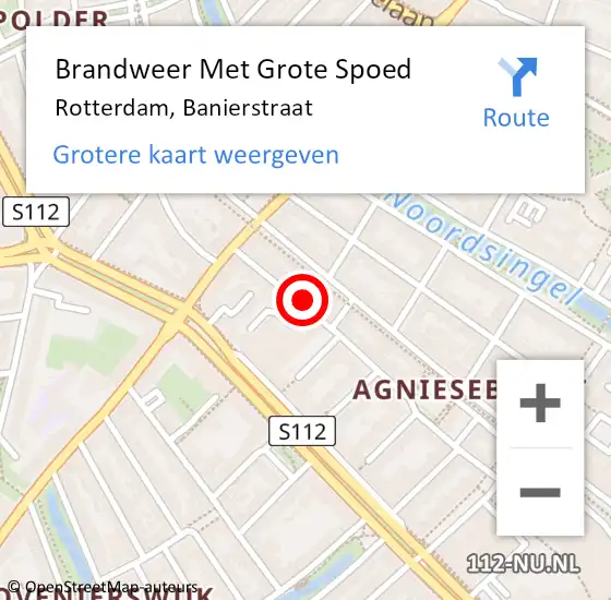 Locatie op kaart van de 112 melding: Brandweer Met Grote Spoed Naar Rotterdam, Banierstraat op 16 maart 2024 19:36
