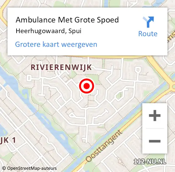 Locatie op kaart van de 112 melding: Ambulance Met Grote Spoed Naar Heerhugowaard, Spui op 16 maart 2024 19:44