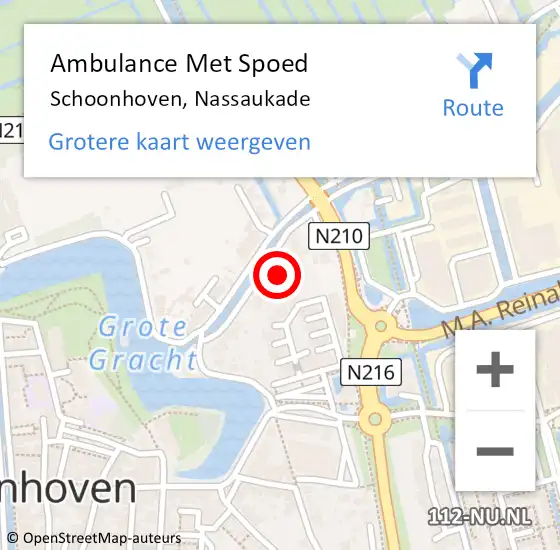 Locatie op kaart van de 112 melding: Ambulance Met Spoed Naar Schoonhoven, Nassaukade op 16 maart 2024 19:49