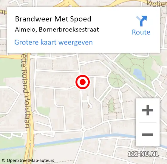 Locatie op kaart van de 112 melding: Brandweer Met Spoed Naar Almelo, Bornerbroeksestraat op 16 maart 2024 20:08