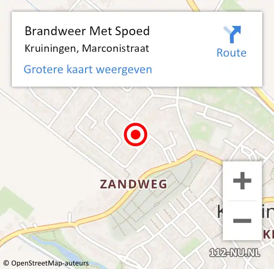 Locatie op kaart van de 112 melding: Brandweer Met Spoed Naar Kruiningen, Marconistraat op 16 maart 2024 20:37