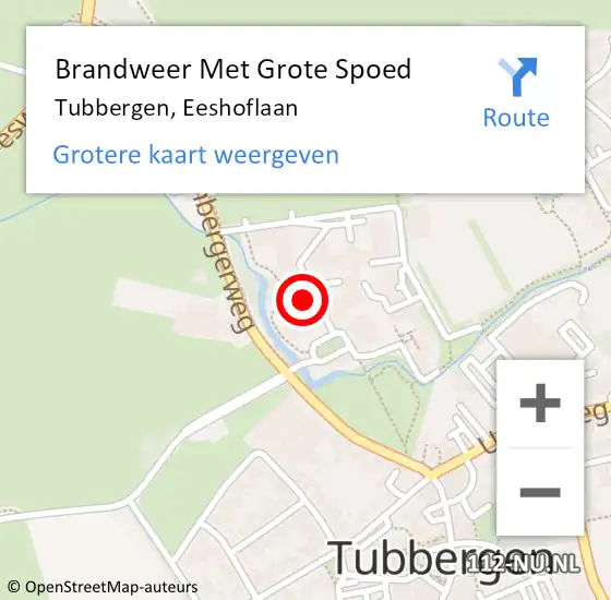 Locatie op kaart van de 112 melding: Brandweer Met Grote Spoed Naar Tubbergen, Eeshoflaan op 29 september 2014 12:11