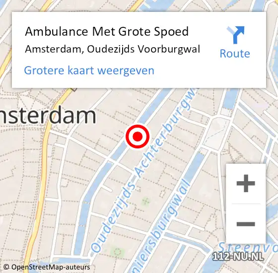 Locatie op kaart van de 112 melding: Ambulance Met Grote Spoed Naar Amsterdam, Oudezijds Voorburgwal op 16 maart 2024 21:31