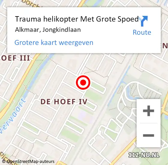 Locatie op kaart van de 112 melding: Trauma helikopter Met Grote Spoed Naar Alkmaar, Jongkindlaan op 16 maart 2024 21:32