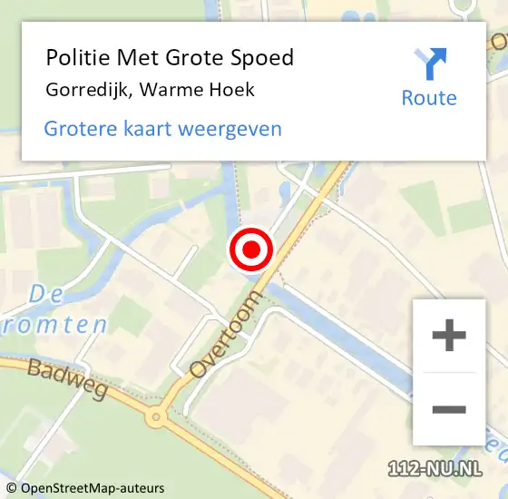 Locatie op kaart van de 112 melding: Politie Met Grote Spoed Naar Gorredijk, Warme Hoek op 16 maart 2024 21:44