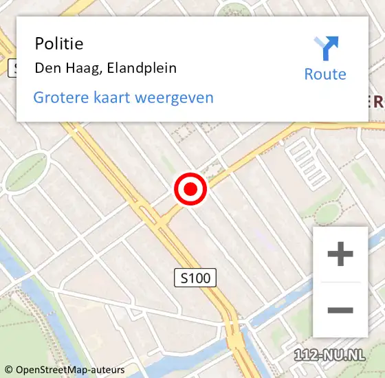 Locatie op kaart van de 112 melding: Politie Den Haag, Elandplein op 16 maart 2024 21:48