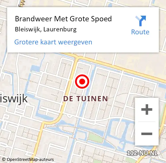 Locatie op kaart van de 112 melding: Brandweer Met Grote Spoed Naar Bleiswijk, Laurenburg op 16 maart 2024 21:49