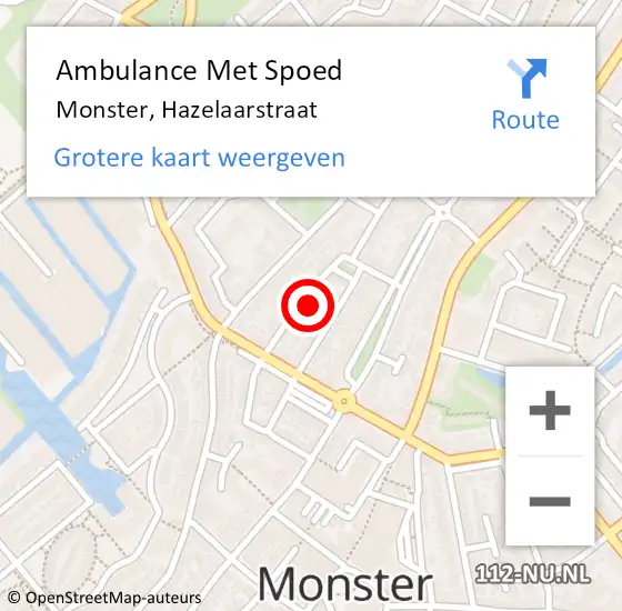 Locatie op kaart van de 112 melding: Ambulance Met Spoed Naar Monster, Hazelaarstraat op 16 maart 2024 22:09