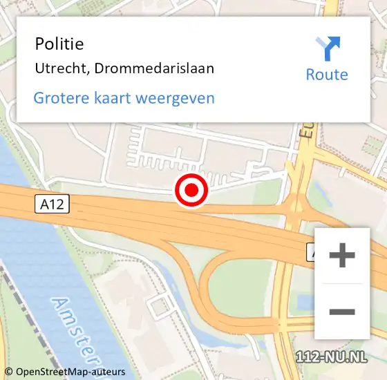 Locatie op kaart van de 112 melding: Politie Utrecht, Drommedarislaan op 29 september 2014 12:14