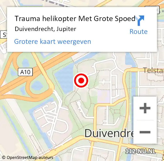 Locatie op kaart van de 112 melding: Trauma helikopter Met Grote Spoed Naar Duivendrecht, Jupiter op 16 maart 2024 22:26