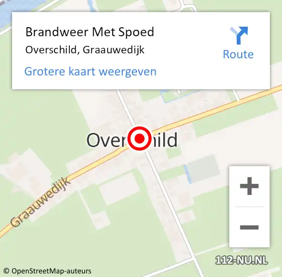 Locatie op kaart van de 112 melding: Brandweer Met Spoed Naar Overschild, Graauwedijk op 29 september 2014 12:16