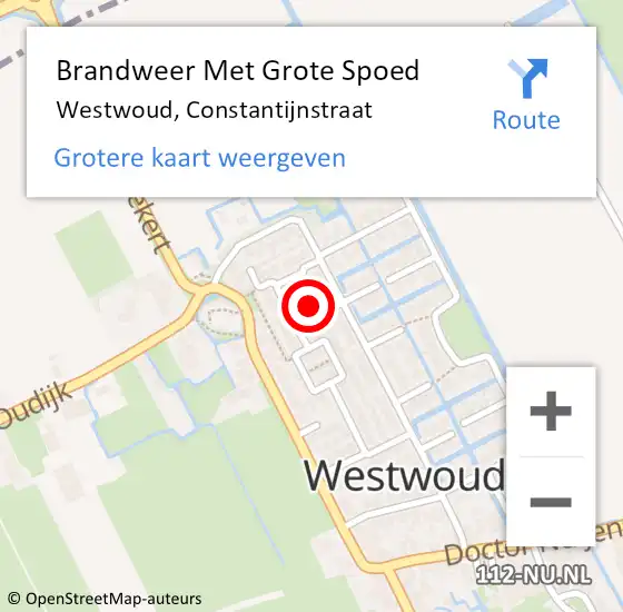 Locatie op kaart van de 112 melding: Brandweer Met Grote Spoed Naar Westwoud, Constantijnstraat op 16 maart 2024 22:48