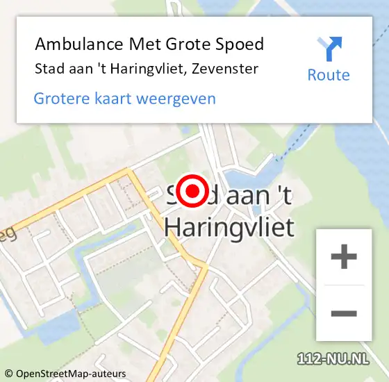Locatie op kaart van de 112 melding: Ambulance Met Grote Spoed Naar Stad aan 't Haringvliet, Zevenster op 16 maart 2024 23:32