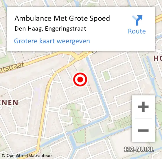 Locatie op kaart van de 112 melding: Ambulance Met Grote Spoed Naar Den Haag, Engeringstraat op 16 maart 2024 23:58