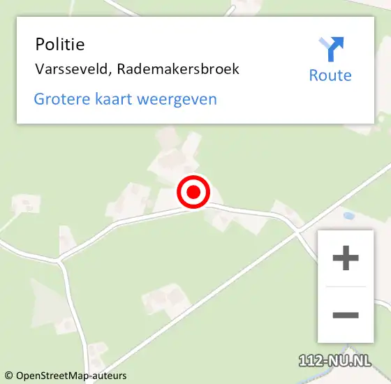 Locatie op kaart van de 112 melding: Politie Varsseveld, Rademakersbroek op 17 maart 2024 00:20