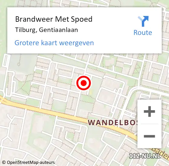 Locatie op kaart van de 112 melding: Brandweer Met Spoed Naar Tilburg, Gentiaanlaan op 17 maart 2024 00:36