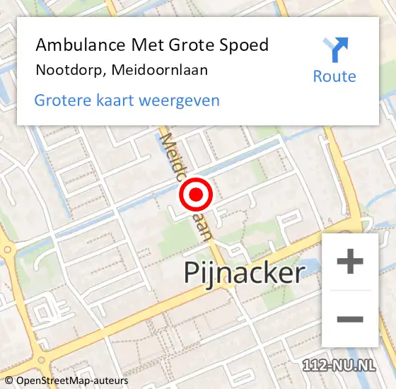 Locatie op kaart van de 112 melding: Ambulance Met Grote Spoed Naar Nootdorp, Meidoornlaan op 17 maart 2024 00:38