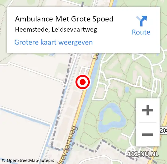 Locatie op kaart van de 112 melding: Ambulance Met Grote Spoed Naar Heemstede, Leidsevaartweg op 17 maart 2024 01:30