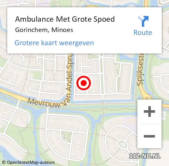 Locatie op kaart van de 112 melding: Ambulance Met Grote Spoed Naar Gorinchem, Minoes op 17 maart 2024 02:02