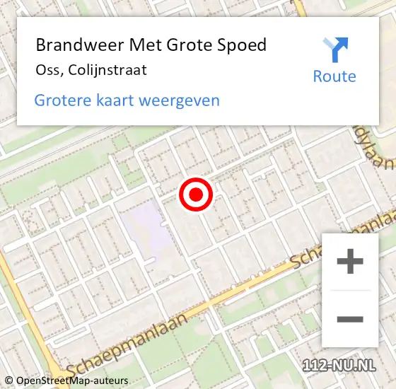 Locatie op kaart van de 112 melding: Brandweer Met Grote Spoed Naar Oss, Colijnstraat op 17 maart 2024 02:41