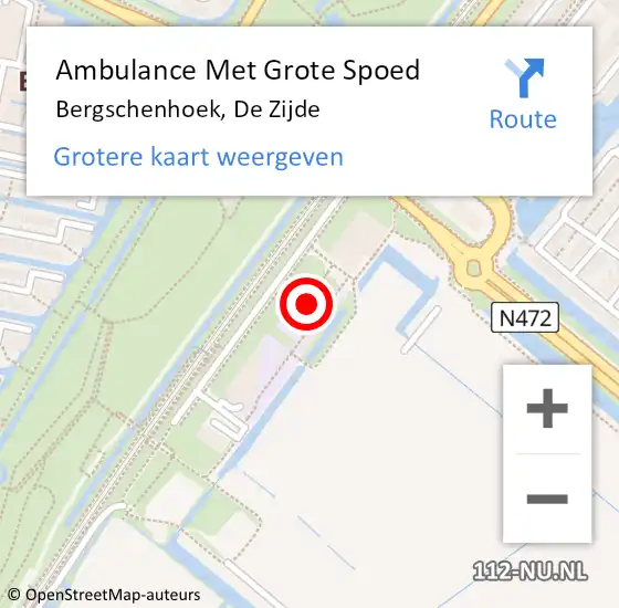 Locatie op kaart van de 112 melding: Ambulance Met Grote Spoed Naar Bergschenhoek, De Zijde op 17 maart 2024 02:50