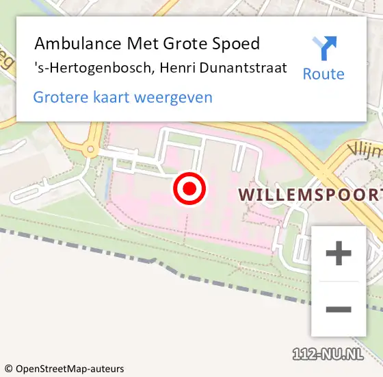 Locatie op kaart van de 112 melding: Ambulance Met Grote Spoed Naar 's-Hertogenbosch, Henri Dunantstraat op 17 maart 2024 03:27