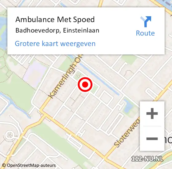 Locatie op kaart van de 112 melding: Ambulance Met Spoed Naar Badhoevedorp, Einsteinlaan op 17 maart 2024 03:34