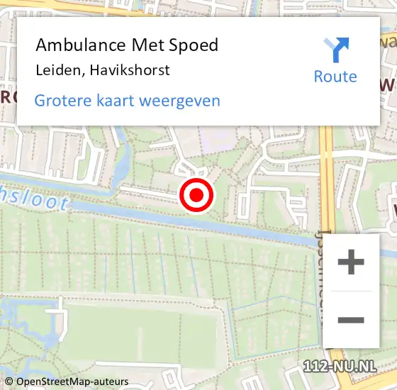 Locatie op kaart van de 112 melding: Ambulance Met Spoed Naar Leiden, Havikshorst op 17 maart 2024 03:48