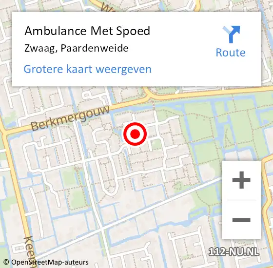 Locatie op kaart van de 112 melding: Ambulance Met Spoed Naar Zwaag, Paardenweide op 17 maart 2024 03:59