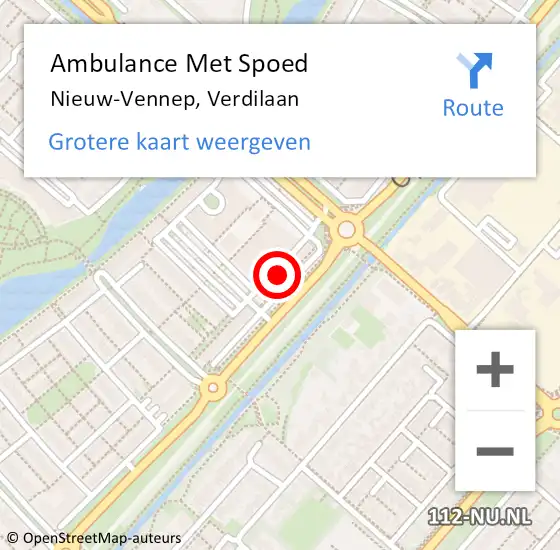 Locatie op kaart van de 112 melding: Ambulance Met Spoed Naar Nieuw-Vennep, Verdilaan op 17 maart 2024 04:09