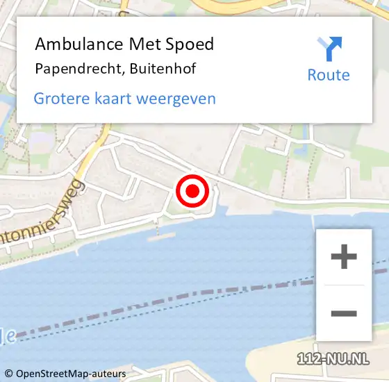 Locatie op kaart van de 112 melding: Ambulance Met Spoed Naar Papendrecht, Buitenhof op 17 maart 2024 04:19