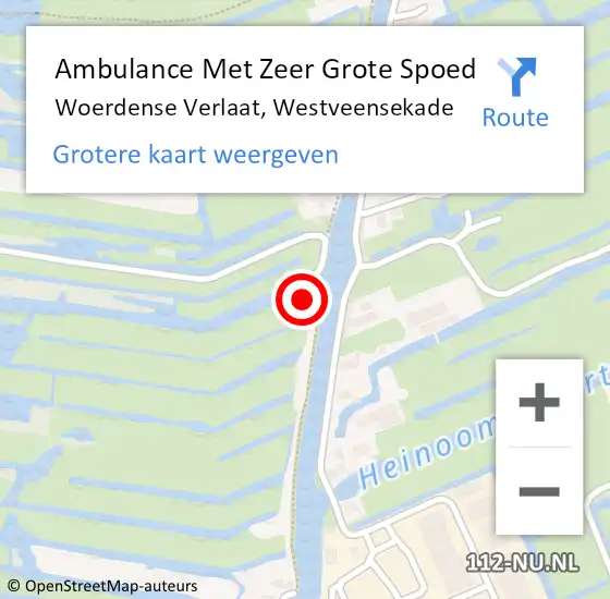 Locatie op kaart van de 112 melding: Ambulance Met Zeer Grote Spoed Naar Woerdense Verlaat, Westveensekade op 17 maart 2024 04:41