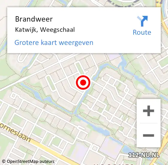 Locatie op kaart van de 112 melding: Brandweer Katwijk, Weegschaal op 17 maart 2024 05:58