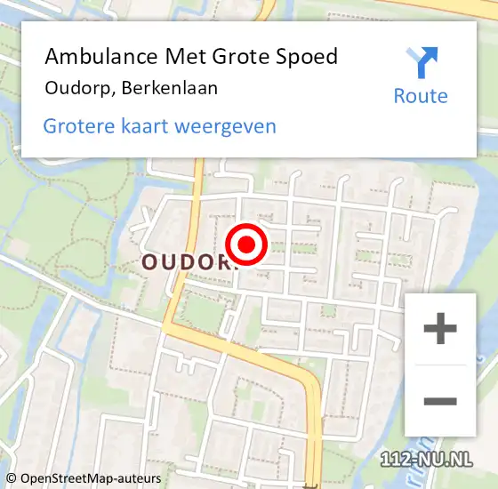 Locatie op kaart van de 112 melding: Ambulance Met Grote Spoed Naar Oudorp, Berkenlaan op 17 maart 2024 05:58