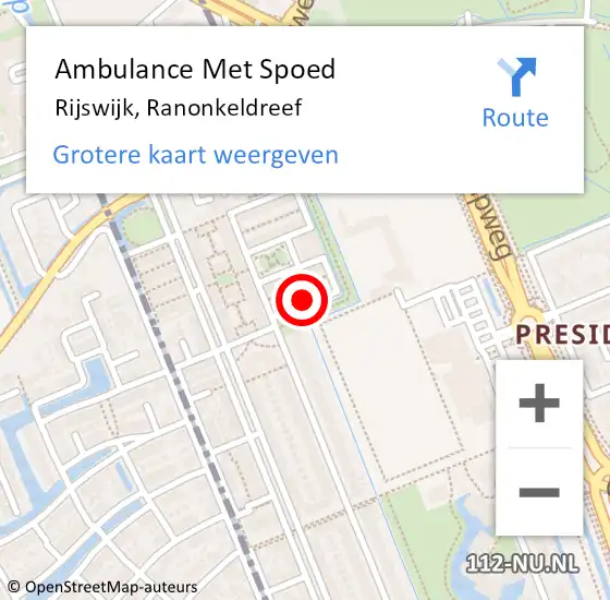 Locatie op kaart van de 112 melding: Ambulance Met Spoed Naar Rijswijk, Ranonkeldreef op 17 maart 2024 07:31