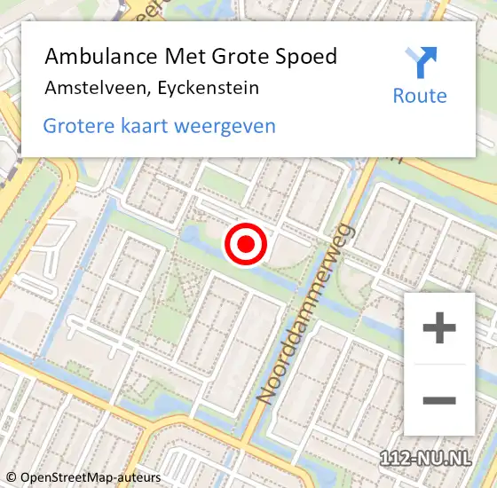 Locatie op kaart van de 112 melding: Ambulance Met Grote Spoed Naar Amstelveen, Eyckenstein op 17 maart 2024 09:25