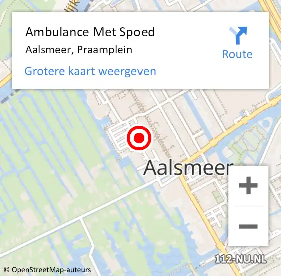 Locatie op kaart van de 112 melding: Ambulance Met Spoed Naar Aalsmeer, Praamplein op 17 maart 2024 09:44