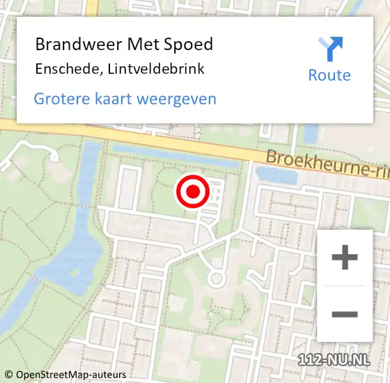 Locatie op kaart van de 112 melding: Brandweer Met Spoed Naar Enschede, Lintveldebrink op 17 maart 2024 10:27